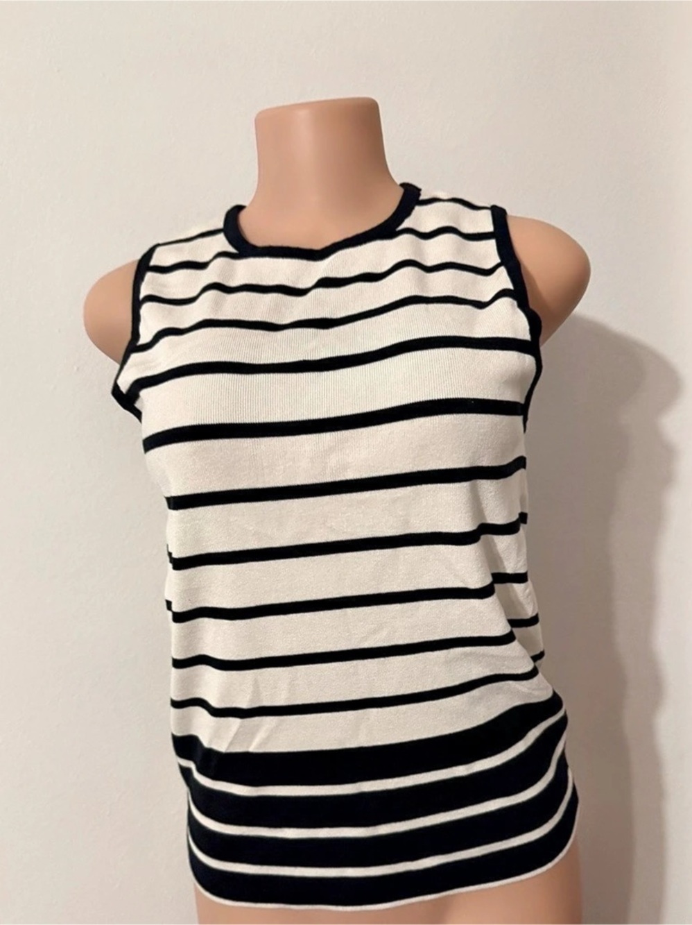 Primark Cares Striped Tank Top in White & Black Size Medium